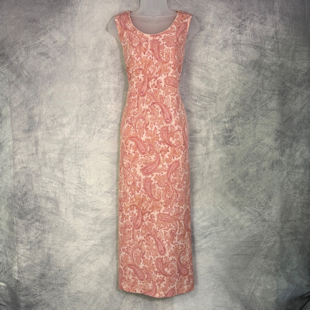 Vtg 90s Pink Paisley Maxi Dress Women's sz cottagecore Grunge M Phoebe Buffay